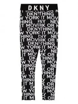 DKNY Girls All Over Print Legging, Black, Size Age: 12 Years, Women