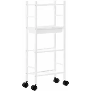 Premier Housewares Dara 4-Tier White Trolley with Basket