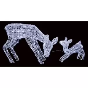 White LED Mother & Baby Deer Silhouette