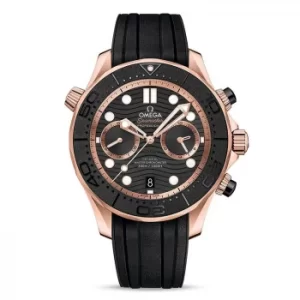 Omega Seamaster 18ct Rose Gold Black Rubber Strap Watch