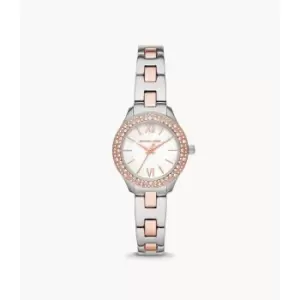 Michael Kors Womens Liliane Three-Hand Rose Two-Tone Stainless Steel Watch - Rose Gold / Silver