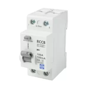 Lewden 100A 100MA 2P 2 Module RCCB - 100/100/2SA