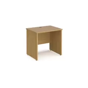 Maestro 25 straight desk 800mm x 600mm - oak top with panel end leg