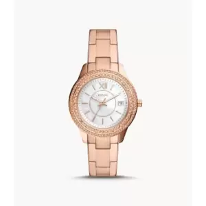 Fossil Womens Stella Three-Hand Date Rose Gold-Tone Stainless Steel Watch - Rose Gold