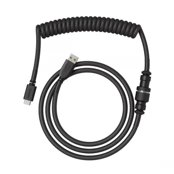 Glorious PC Gaming Race Coiled Cable Phantom Black USB-C to USB-A Braided - 1.37m Black (GLO-CBL-C