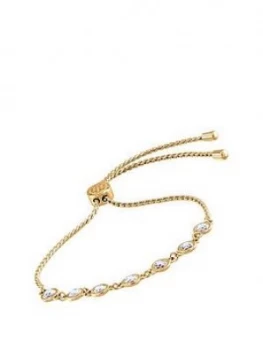 Tommy Hilfiger Classic Gold Plated And Cubic Zirconia Ladies Toggle Bracelet