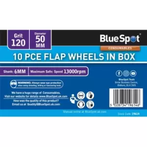 10PC 120 Grit 50MM Flap Wheels In Box - Bluespot