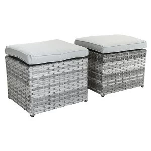 Charles Bentley Pair of Milano Rattan Footstools