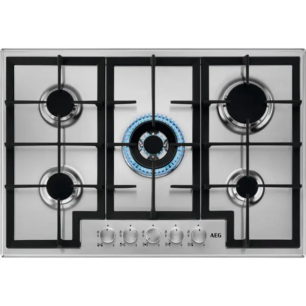 AEG HGB75400SM 75cm 5 Burner Gas Hob - Stainless Steel HGB75400SM Stainless steel