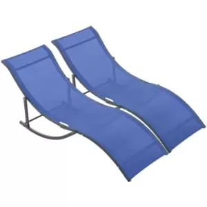 Set of 2 Zero Gravity Lounge Chair Recliners Sun Lounger Navy Blue - Outsunny