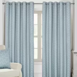 HOMECAPES Blue Geometric Jacquard Blackout Eyelet Curtain Pair, 46 x 54"