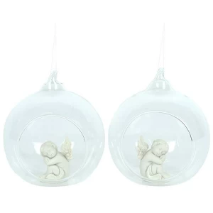 Cherub in Hanging Glass Ball Pack Of 4