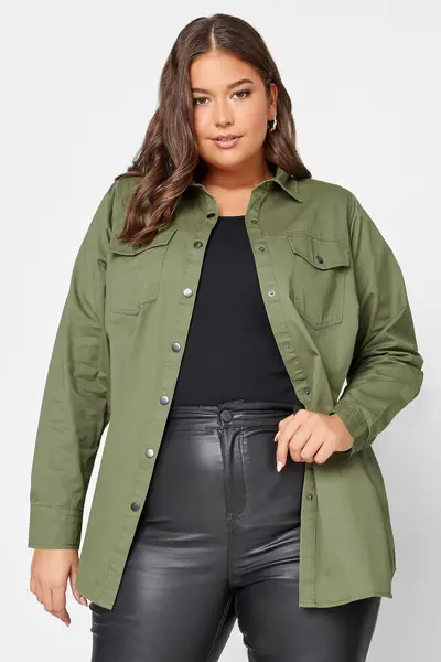 Yours Utility Shacket Green