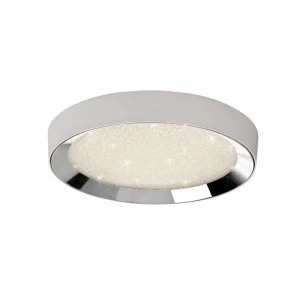 Flush Ceiling Light 65cm Round 40W LED 3000-6500K Tuneable, 3200lm, Remote Control Chrome, Acrylic