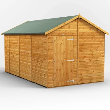 14x8 Power Windowless Apex Garden Shed - Brown