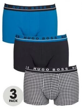 Hugo Boss 3 Pack One Design Trunks Navy/Check/Black Size M Men