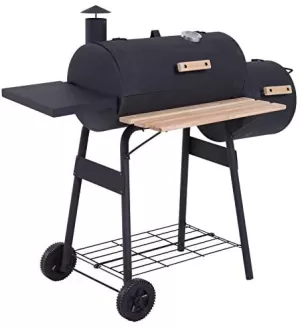 Outsunny Portable Charcoal BBQ Grill Steel Offset Smoker Combo Backyard