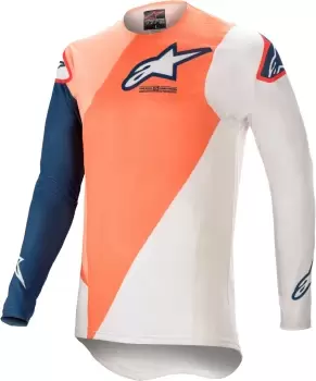 Alpinestars Supertech Blaze Motocross Jersey, white-blue-orange, Size 2XL, white-blue-orange, Size 2XL