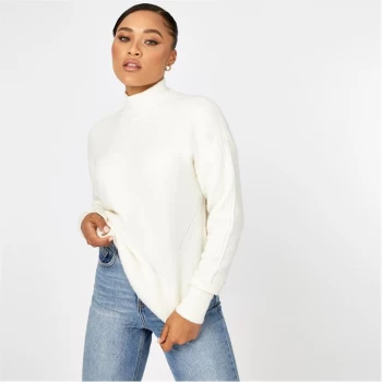 Jack Wills Mock Neck Knitted Jumper - Vintage Wht