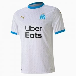 PUMA Olympique De Marseille Home Replica Mens Jersey, White/Azure, size Small, Clothing