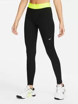 Nike Pro 365 Tight Womens, Black/Volt/White, Male, Jeans, CZ9779-013