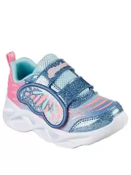 Skechers Girls Toddler Twisty Brights Wingin' It Lighted Sparkle Mesh Trainer, Blue, Size 10 Younger