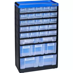 EUROKRAFTpro VARIOPLUS PRO small parts cabinet, HxWxD 525 x 300 x 135 mm, 30 drawers, 30 dividers