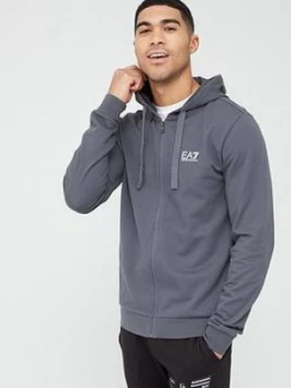 Emporio Armani EA7 Core ID Logo Zip Through Hoodie Iron Gate Grey Size M Men