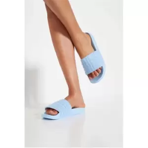 I Saw It First Blue Towelling Sliders - Blue