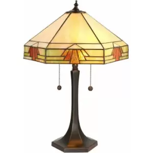 Loops - Medium Tiffany Glass Table Lamp - Art Deco Design - Dark Bronze Finish