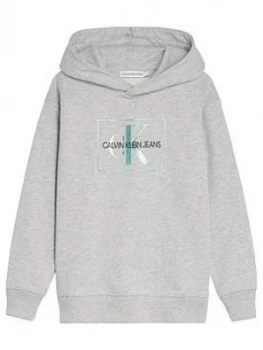 Calvin Klein Jeans Girls Box Monogram Lurex Hoodie - Grey Marl