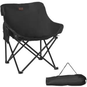 Outsunny Folding Camping Chair with Carrying Bag and Storage Pocket, Black - Black