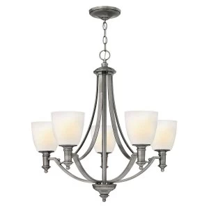 5 Light Multi Arm Chandelier Antique Nickel Finish, E27