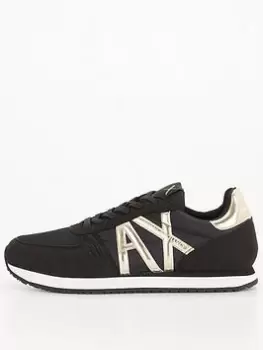 Armani Exchange Suede Mix Trainer - Black, Size 40, Women