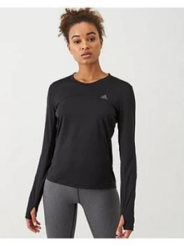 adidas Own The Run Ls Tee - Black, Size 2Xs, Women