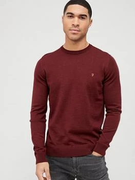 Farah Mullen Merino Wool Knit - Burgundy , Burgundy Size XL Men