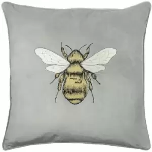 Paoletti Hortus Bee Cushion Cover (50cm x 50cm) (Silver Grey)