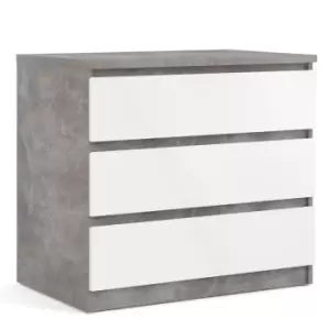 Naia Chest Of 3 Drawers In Concrete And White High Gloss