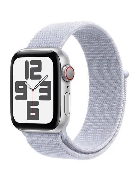 Apple Watch SE (2nd Gen), 44mm, Silver Aluminium Case, GPS + Cellular [2024] - Blue Cloud Sport Loop