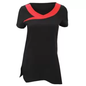 Premier Womens/Ladies Ivy Beauty And Spa Tunic (Contrast Neckline) (12) (Black / Strawberry Red)