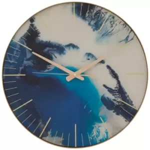 Premier Housewares Fifty Five South Primrose 30cm Wall Clock - Blue Abstract