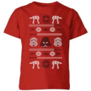 Star Wars Imperial Knit Kids Christmas T-Shirt - Red - 3-4 Years