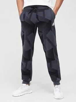 adidas Badge Of Sport Graphic All Over Print Sweat Pants - Grey/Black, Grey/Black, Size L, Men