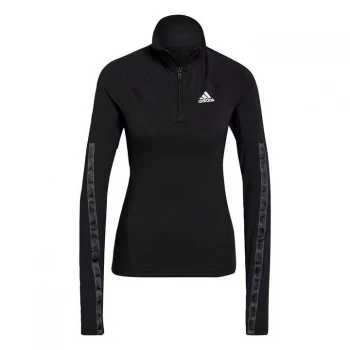 adidas AEROREADY Designed 2 Move Cotton Touch half -Zip Lon - Black