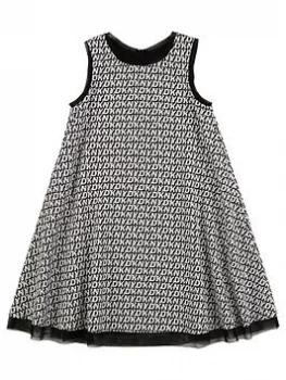 DKNY Girls Multi Logo Swing Dress - Black, Size 16 Years, Women