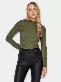 Long Tall Sally Wide Rib Khaki Top, Green, Size 10, Women