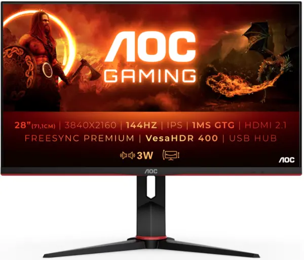 AOC 28" U28G2XU2/BK 4K Ultra HD Gaming LED Monitor