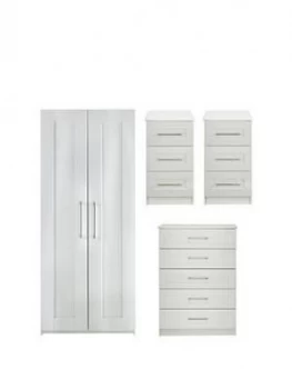 Frodsham Ready Assembled 4 Piece Package - 2 Door Wardrobe, 5 Drawer Chest And 2 Bedside Chests