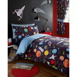 Portfolio Home Kids Club Planets Outer Space Duvet Cover And Pillow Cases Bed Set - Double