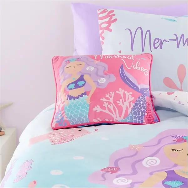 Bedlam Mermaid Vibes Velvet Filled Kids Cushion Cushions 43 x 43cm Pink 84601106001